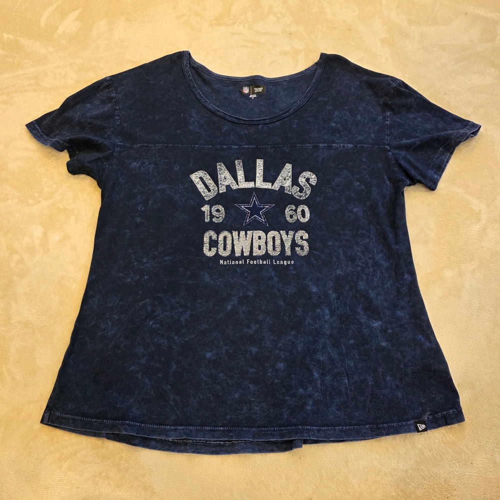NFL Team Apparel Dallas Cowboys Womens XL Shirt Navy Blue Wash Distressed
